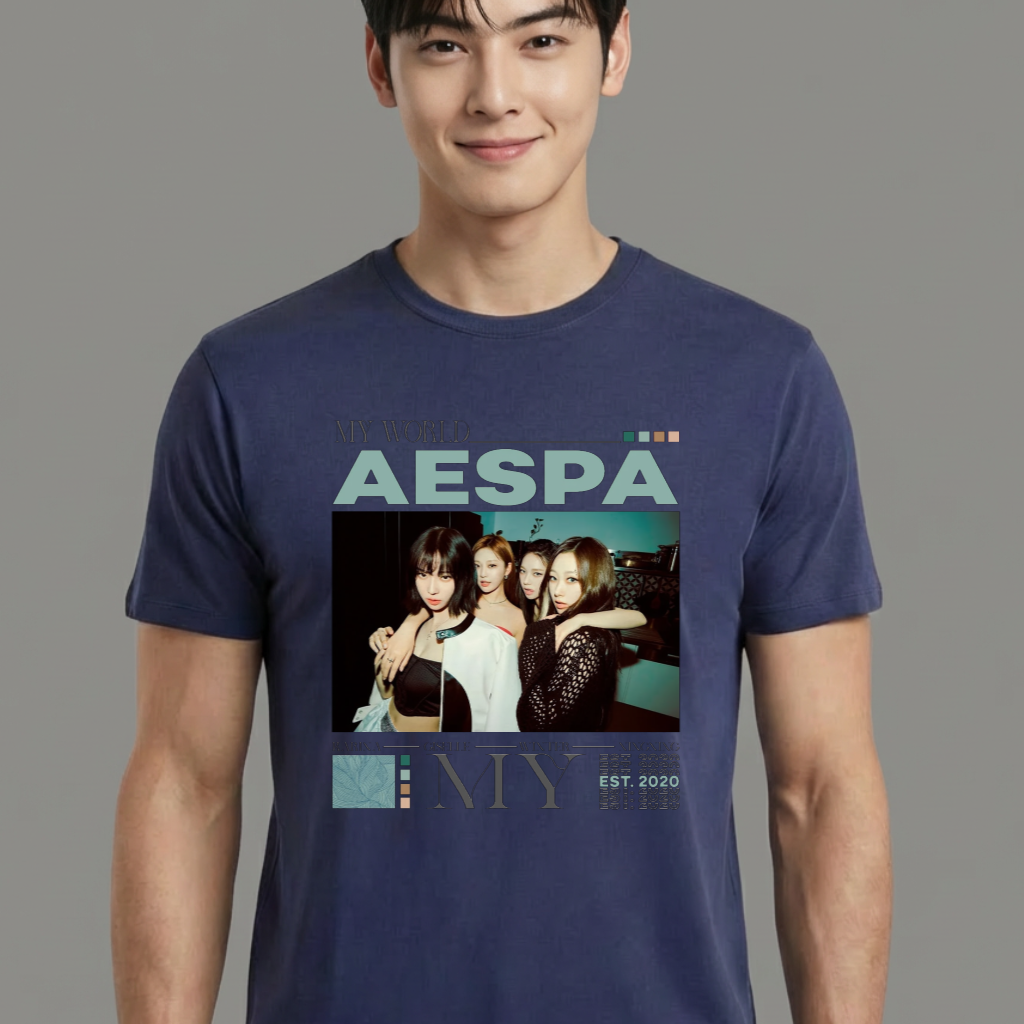 Camiseta camiseta-basica-aespa-kpop - Azul