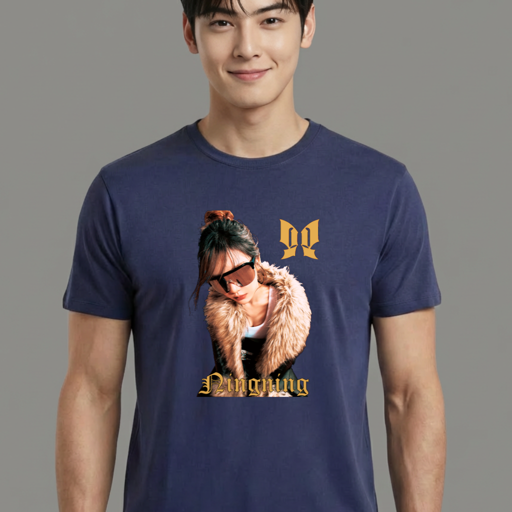 Camiseta Aespa Ningning Butterfly azul
