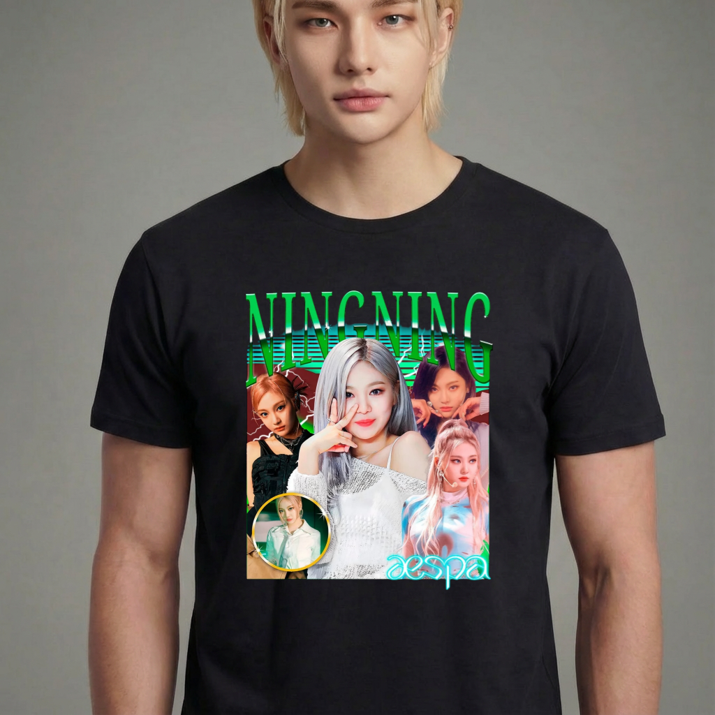Camiseta Aespa Ningning Retro preta