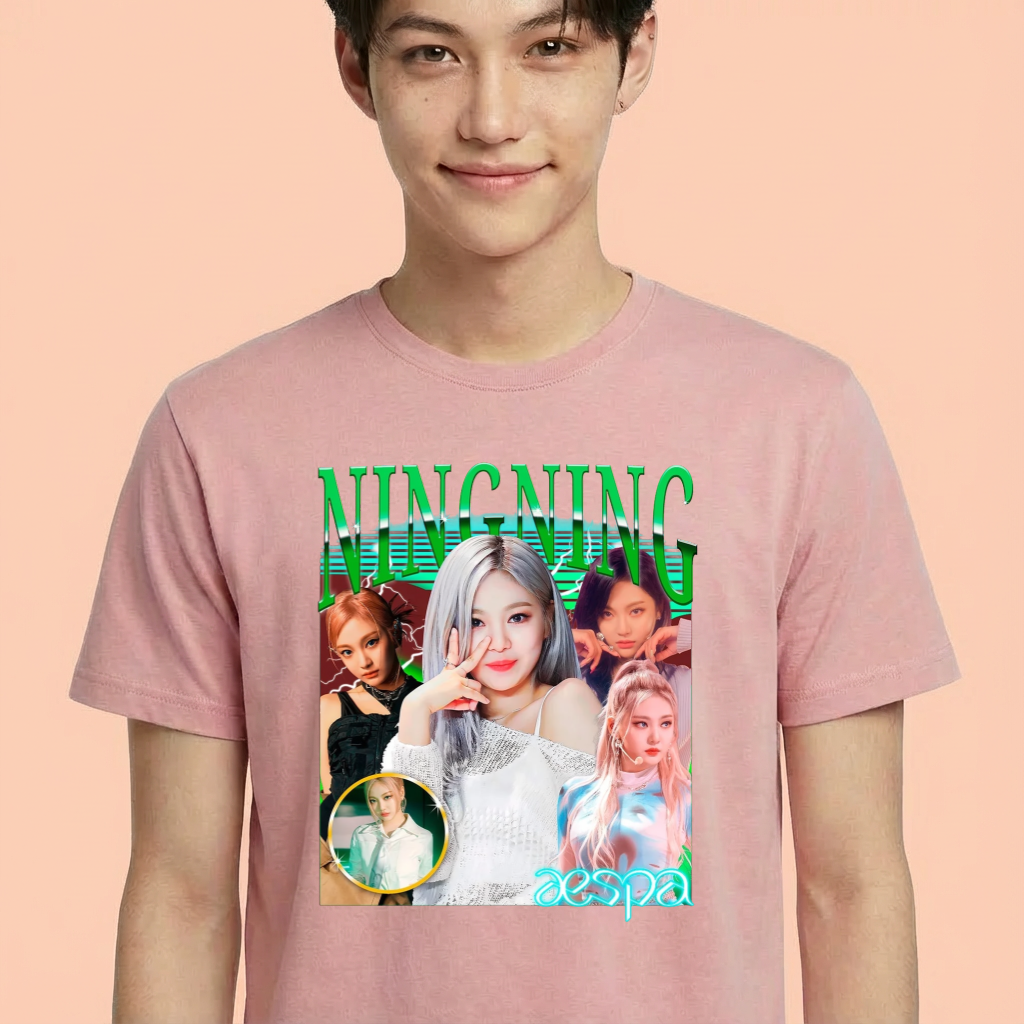 Camiseta camiseta-basica-aespa-ningning-retro - Rosa