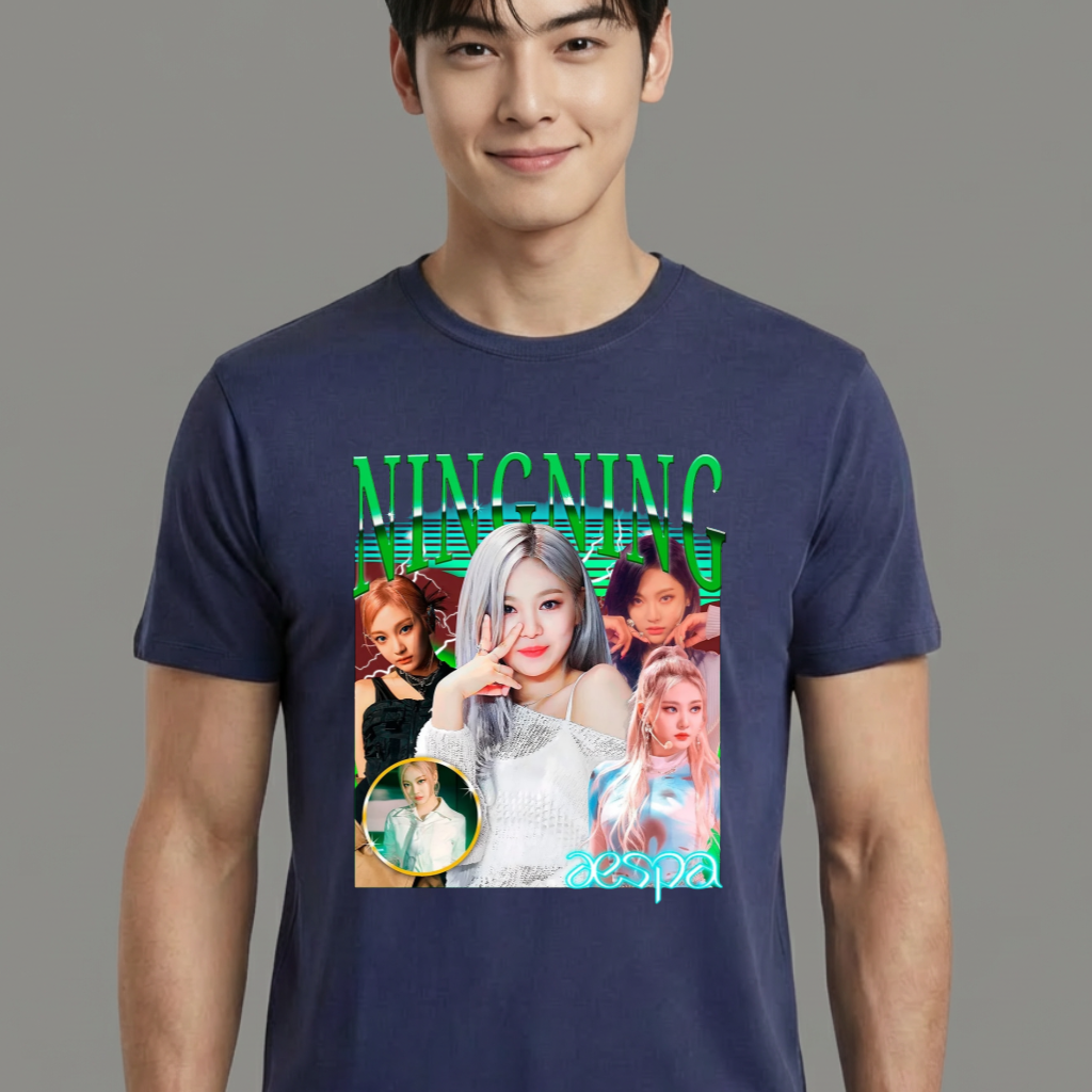 Camiseta camiseta-basica-aespa-ningning-retro - Azul