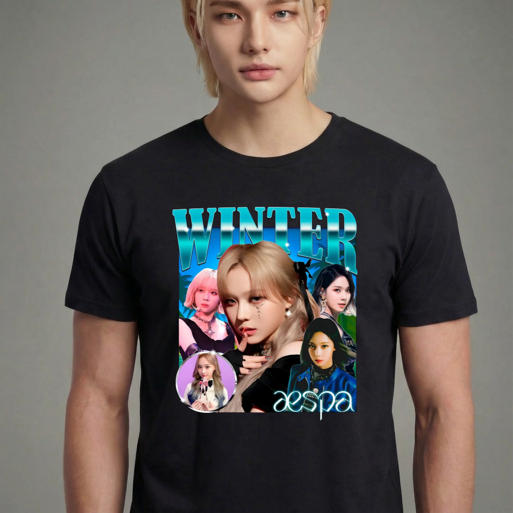 Camiseta camiseta-basica-aespa-winter-retro-90s - Preta