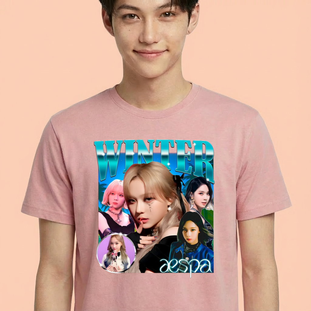 Camiseta camiseta-basica-aespa-winter-retro-90s - Rosa