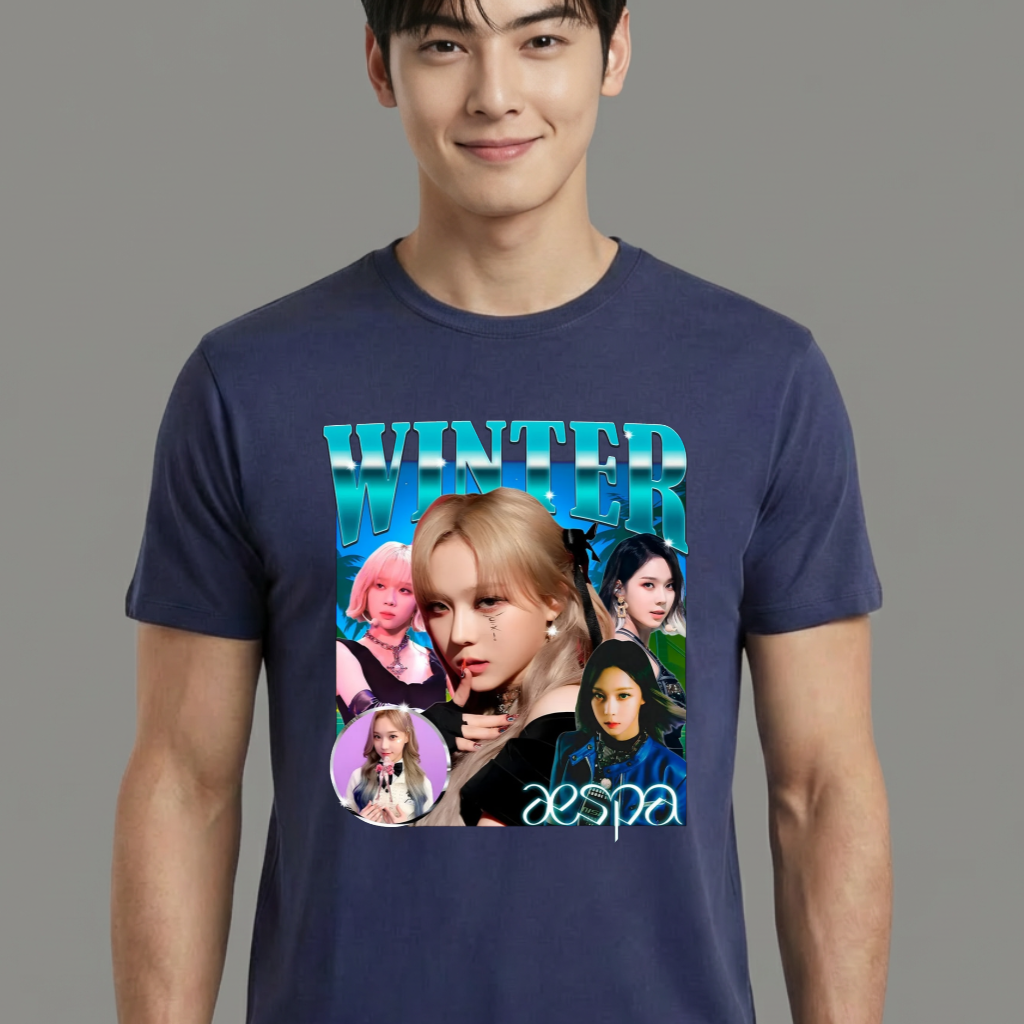 Camiseta camiseta-basica-aespa-winter-retro-90s - Azul