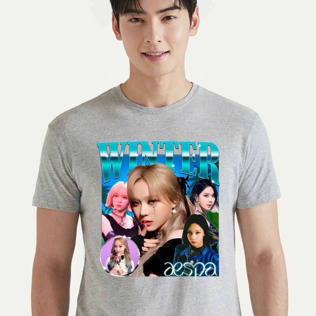 Camiseta camiseta-basica-aespa-winter-retro-90s - Cinza