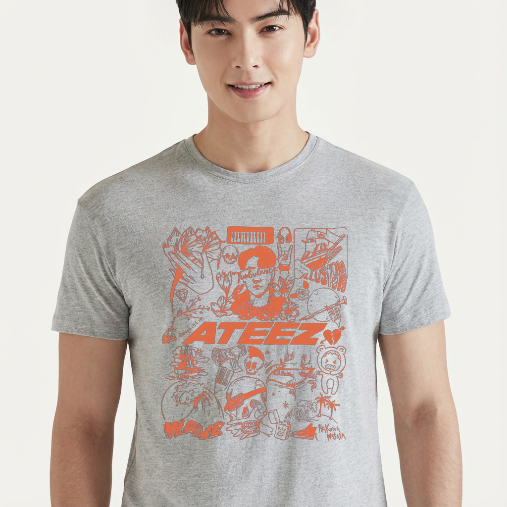 Camiseta ATEEZ Art Tattoo cinza