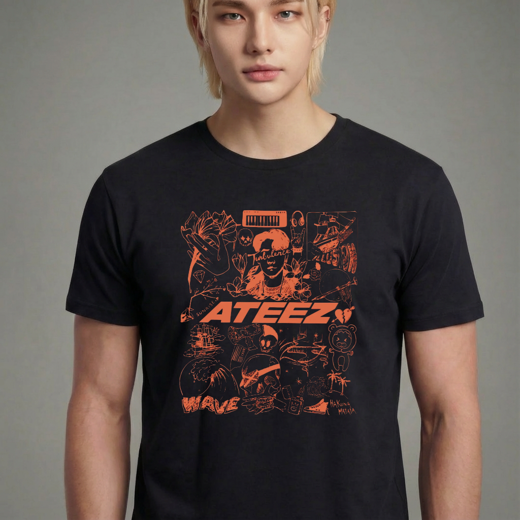 Camiseta ATEEZ Art Tattoo preta