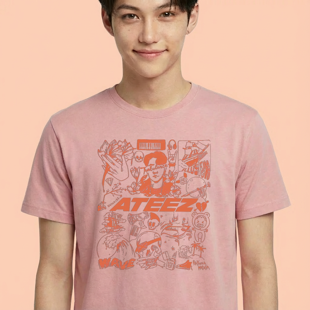 Camiseta ATEEZ Art Tattoo rosa