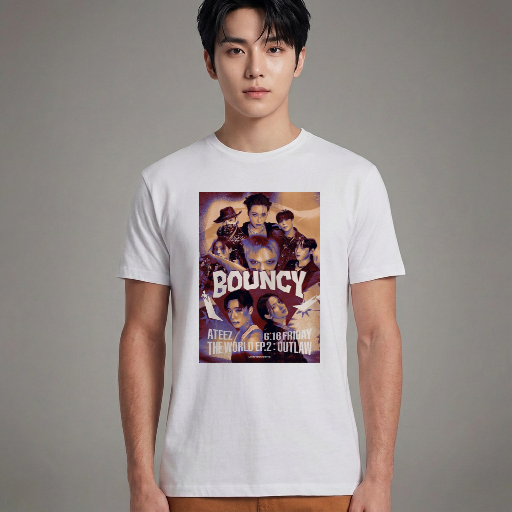 Camiseta ATEEZ Bouncy branca