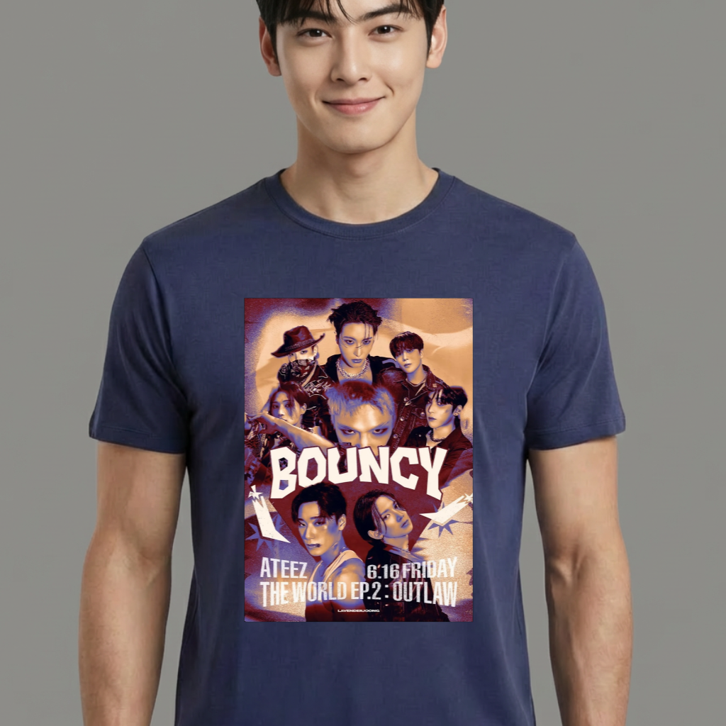 Camiseta ATEEZ Bouncy azul