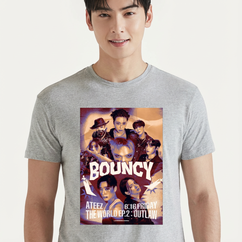 Camiseta camiseta-basica-ateez-bouncy - Cinza