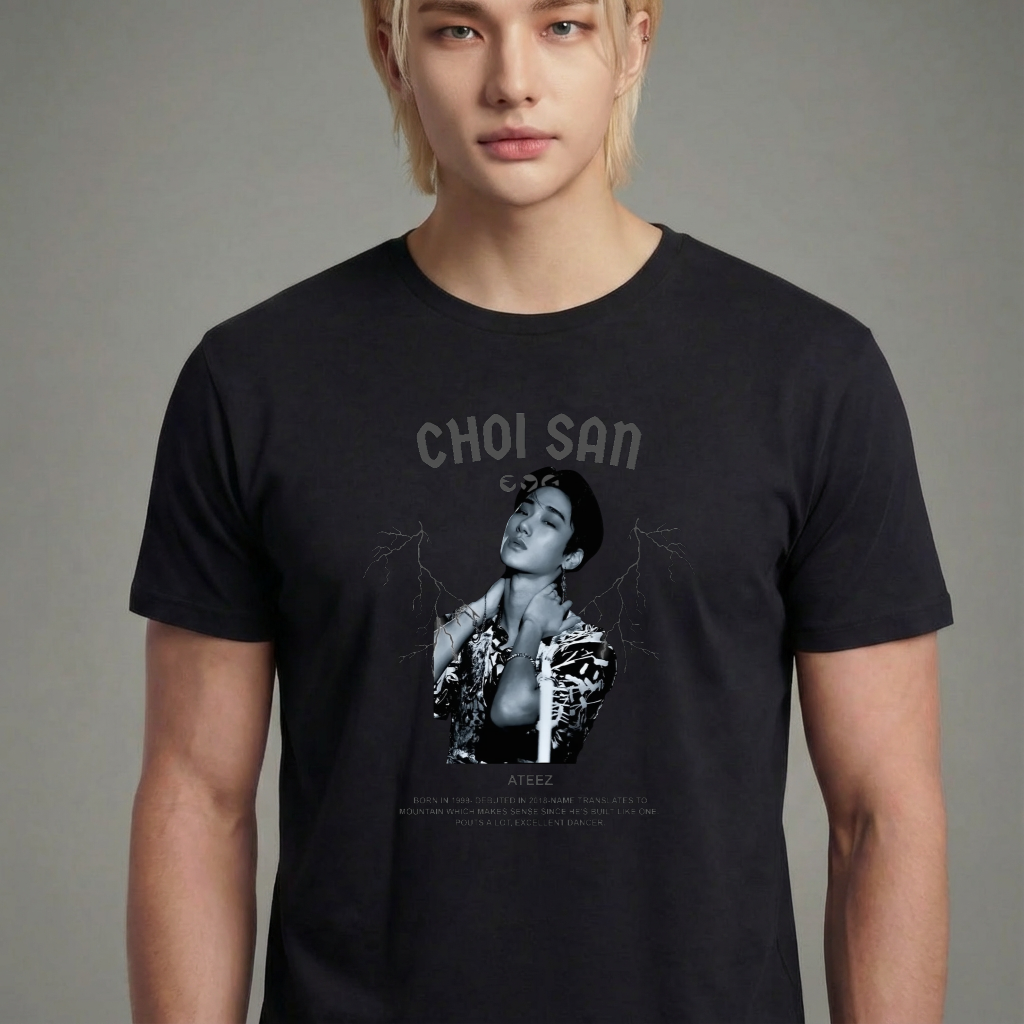 Camiseta camiseta-basica-ateez-choi-san - Preta