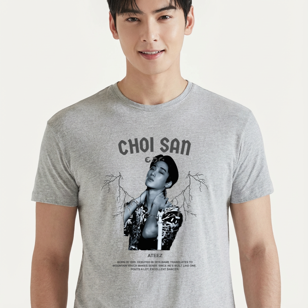 Camiseta camiseta-basica-ateez-choi-san - Cinza