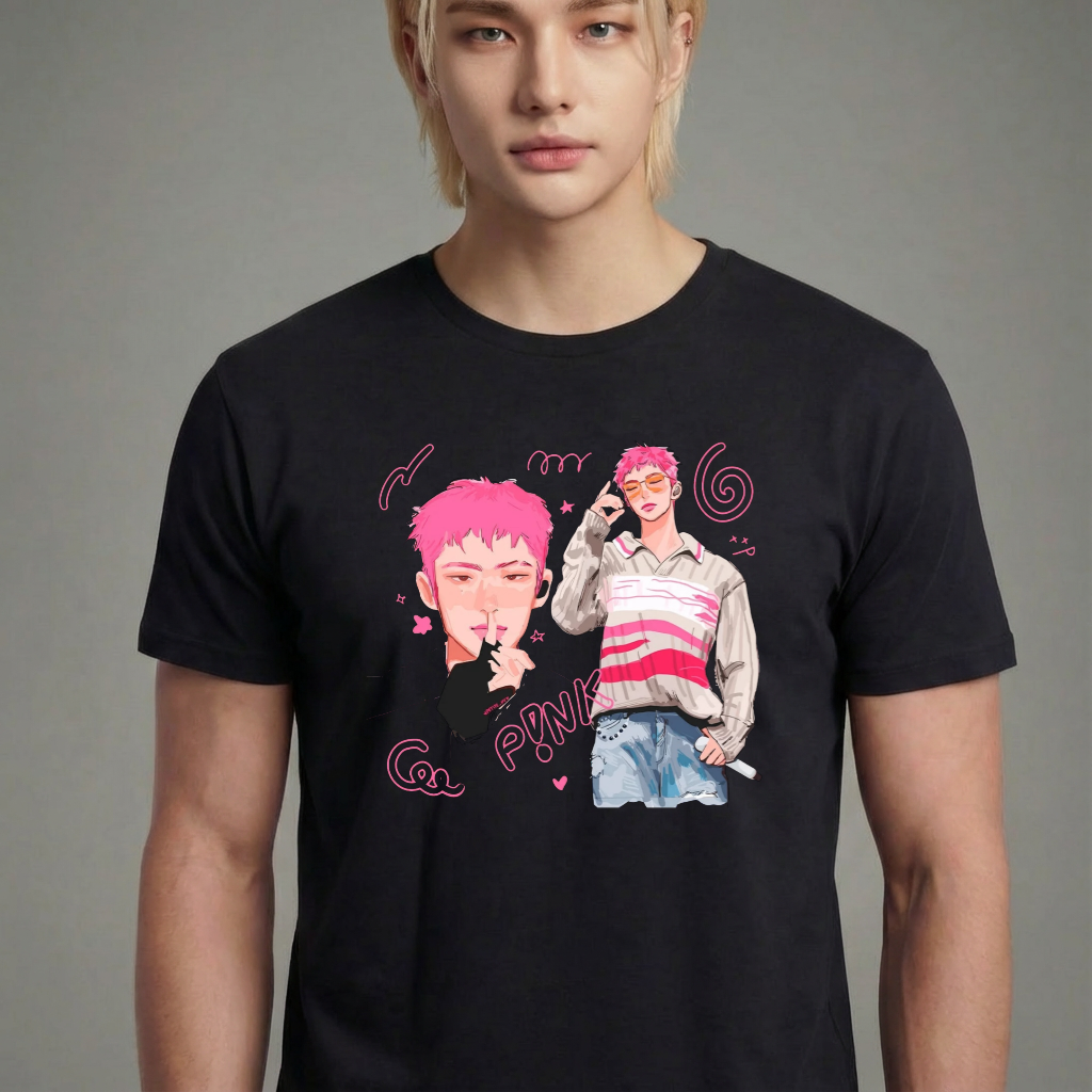Camiseta camiseta-basica-ateez-pink-mingi - Preta