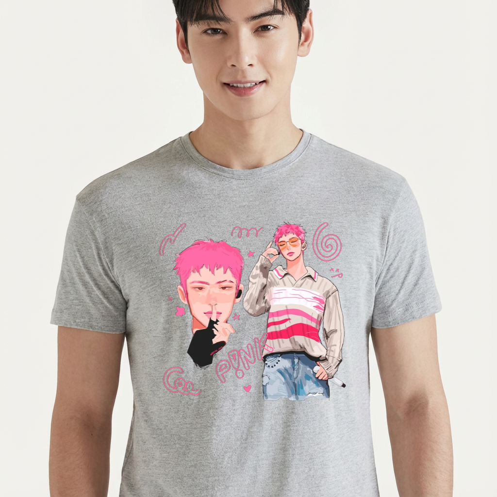 Camiseta ATEEZ Pink Mingi cinza