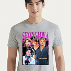 Camiseta ATEEZ Seonghwa Retro 90'S cinza