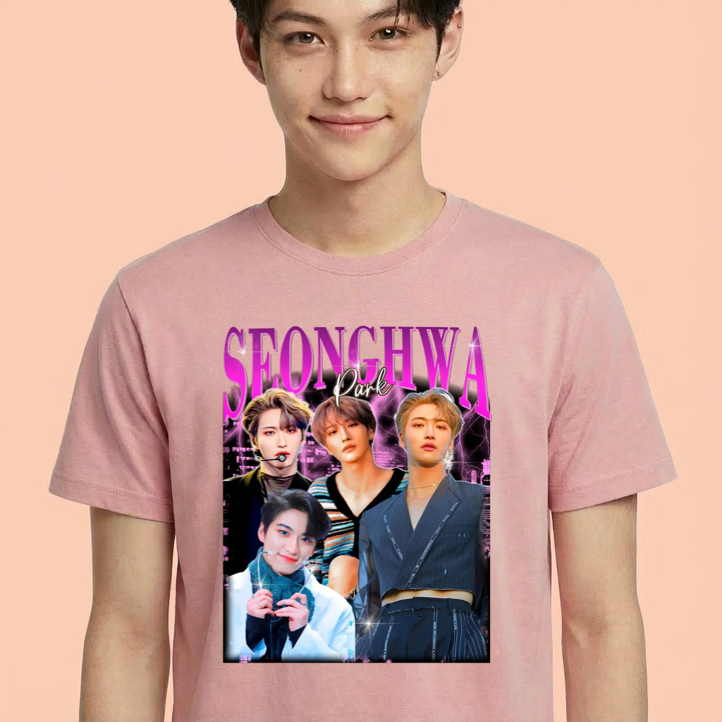 Camiseta camiseta-basica-ateez-seonghwa-retro-90s - Rosa