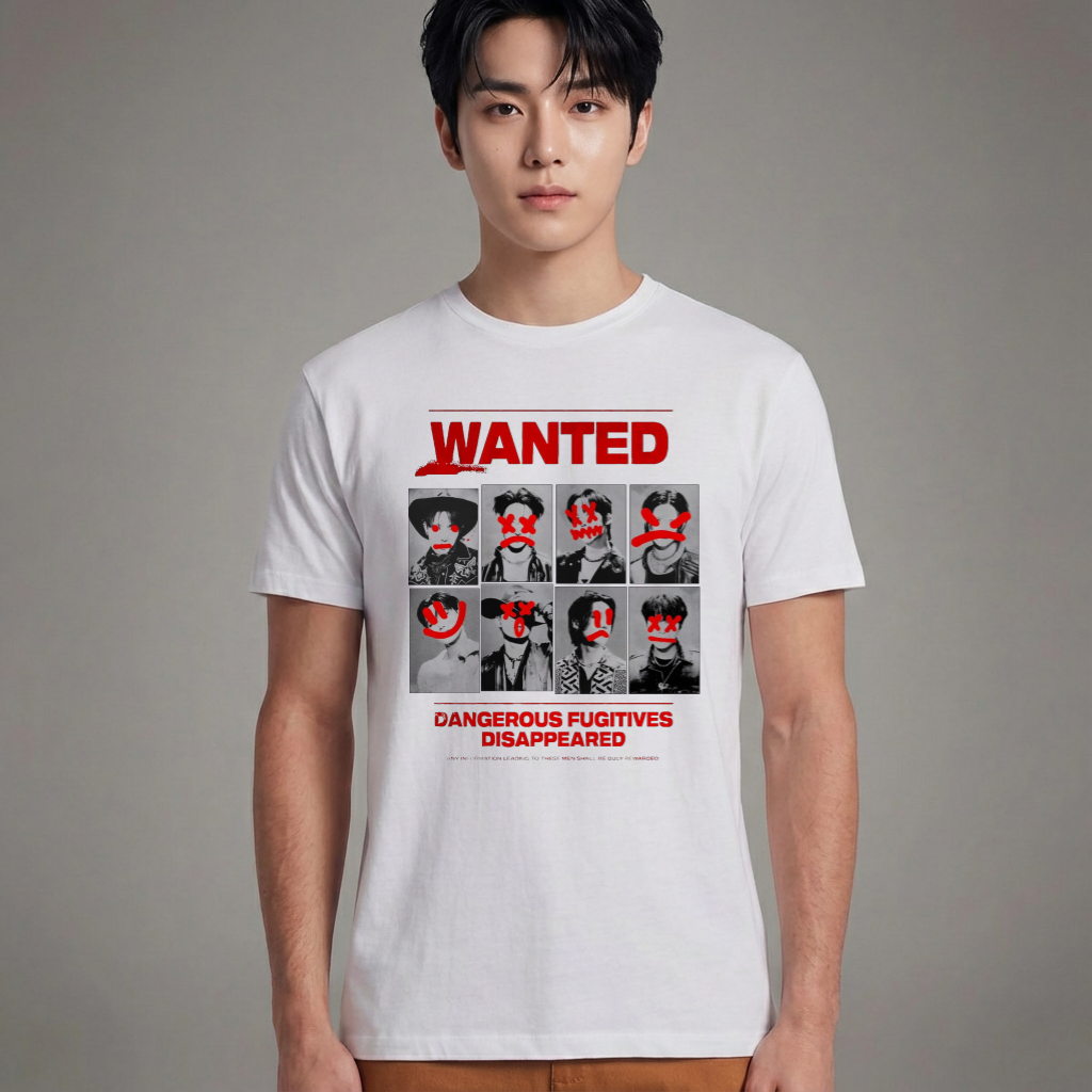 Camiseta Básica Ateez Wanted - Branca