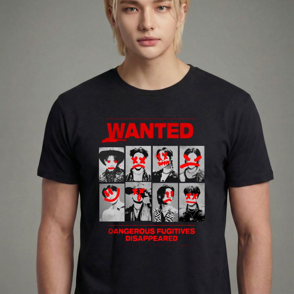 Camiseta camiseta-basica-ateez-wanted - Preta