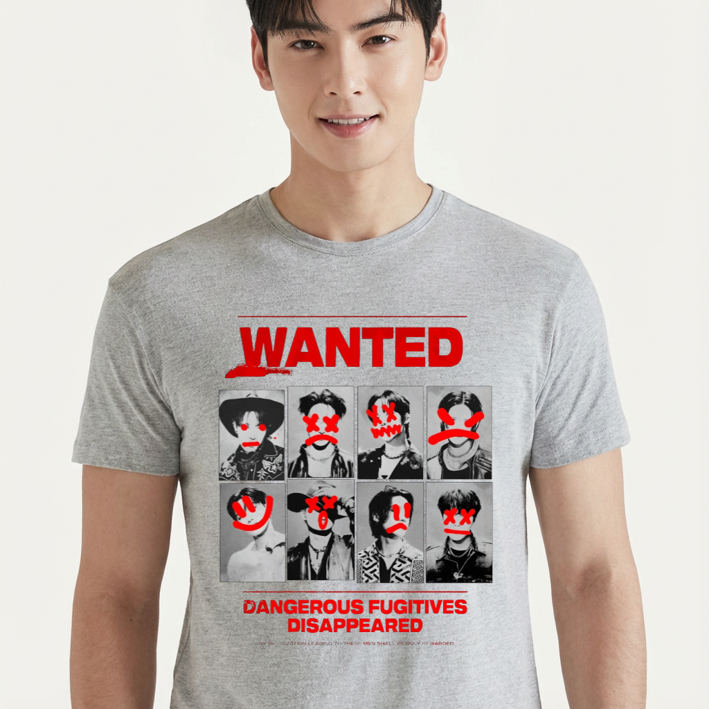 Camiseta camiseta-basica-ateez-wanted - Cinza