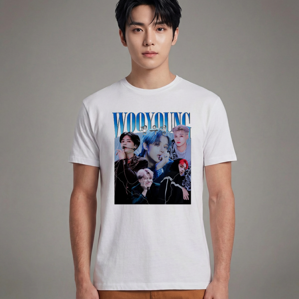 Camiseta Básica Ateez Wooyoung Aesthetic - Branca