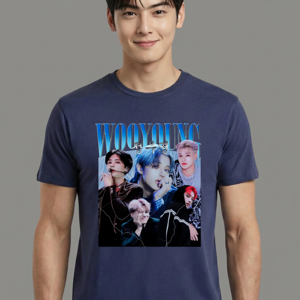 Camiseta camiseta-basica-ateez-wooyoung-aesthetic - Azul