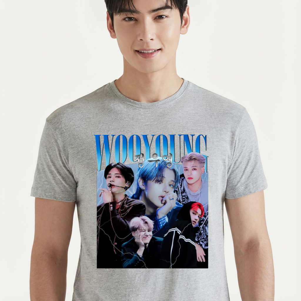 Camiseta camiseta-basica-ateez-wooyoung-aesthetic - Cinza