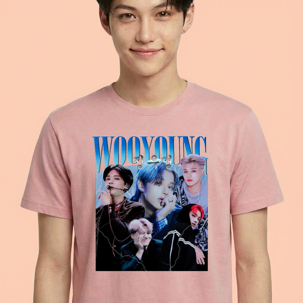 Camiseta camiseta-basica-ateez-wooyoung-aesthetic - Rosa