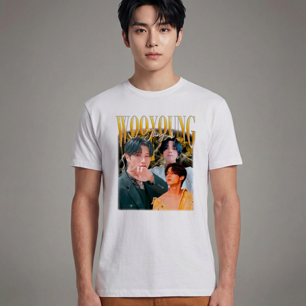 Camiseta Básica Ateez Wooyoung Graphic - Branca