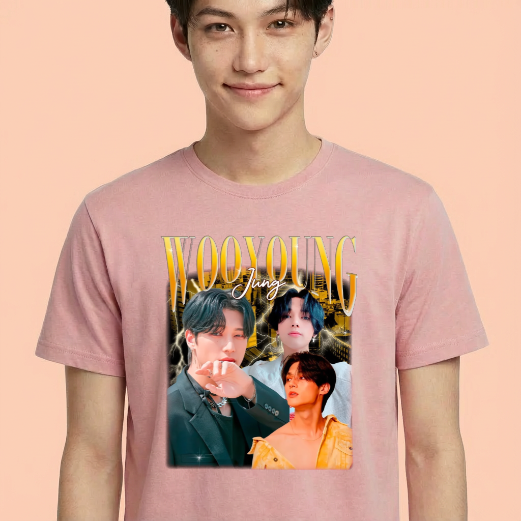 Camiseta camiseta-basica-ateez-wooyoung-graphic - Rosa