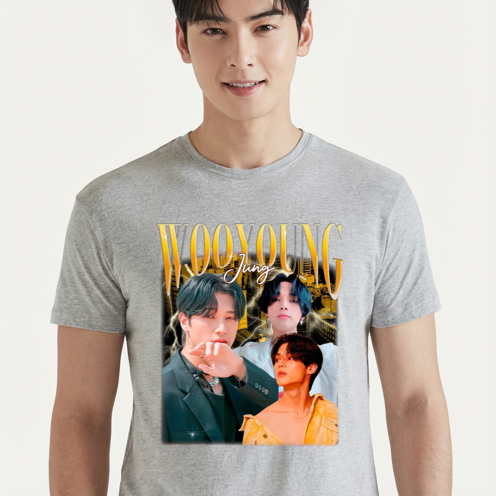 Camiseta camiseta-basica-ateez-wooyoung-graphic - Cinza