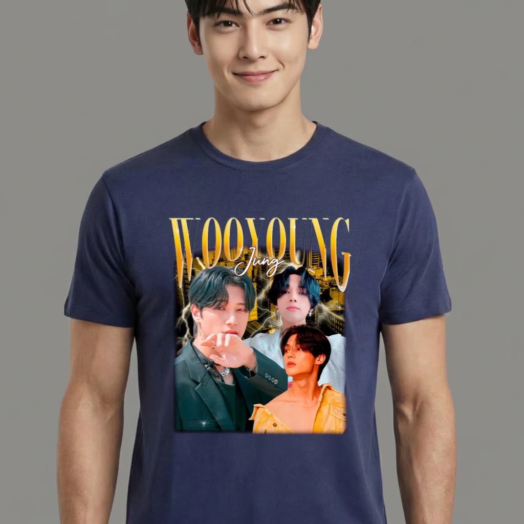 Camiseta camiseta-basica-ateez-wooyoung-graphic - Azul