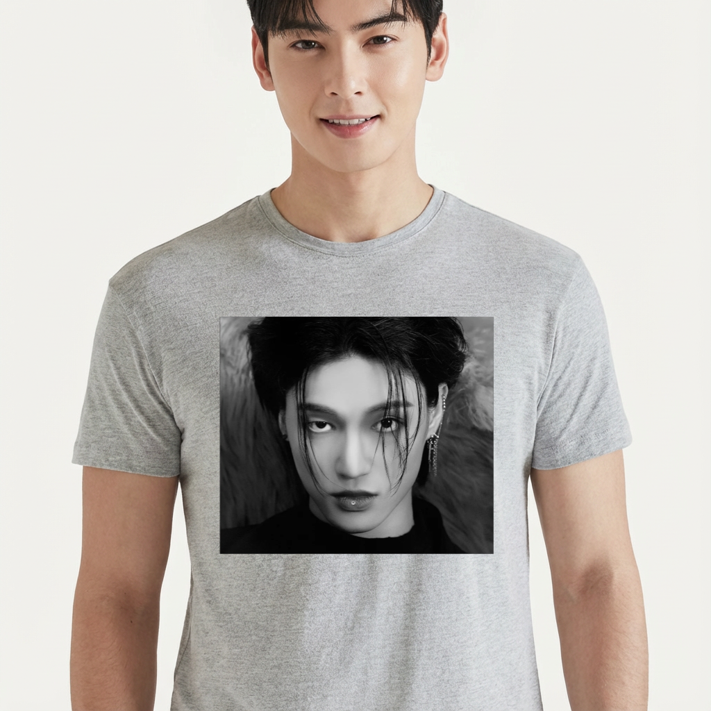 Camiseta ATEEZ Wooyoung Photo cinza