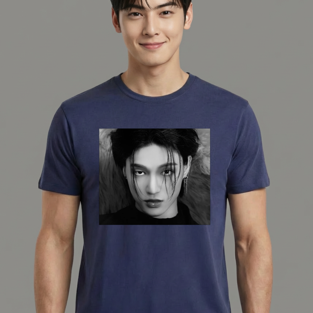 Camiseta camiseta-basica-ateez-wooyoung-photo - Azul