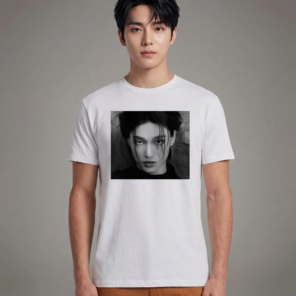 Camiseta Básica Ateez Wooyoung Photo - Branca