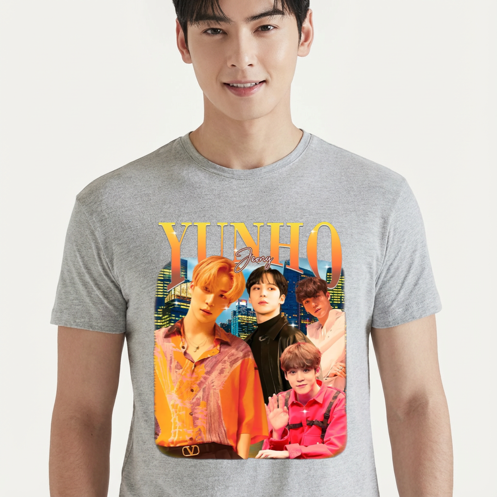 Camiseta ATEEZ Yunho Graphic cinza