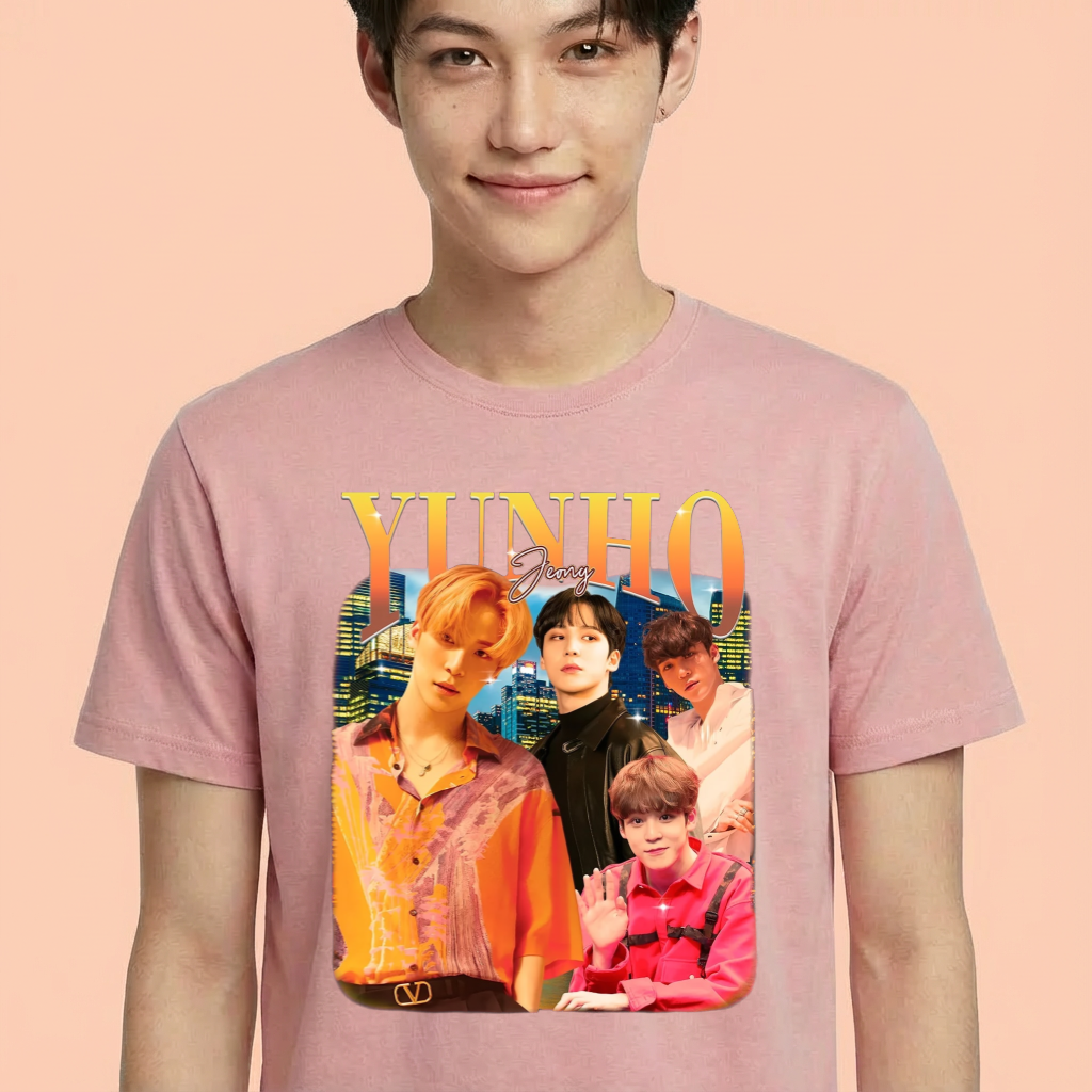 Camiseta camiseta-basica-ateez-yunho-graphic - Rosa