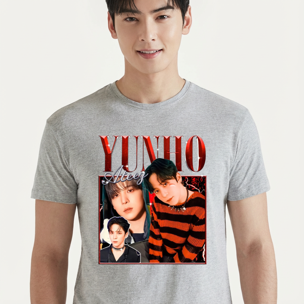 Camiseta camiseta-basica-ateez-yunho - Cinza
