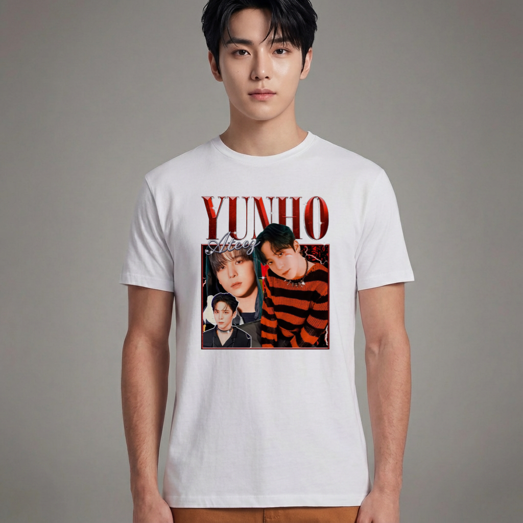 Camiseta ATEEZ Yunho branca