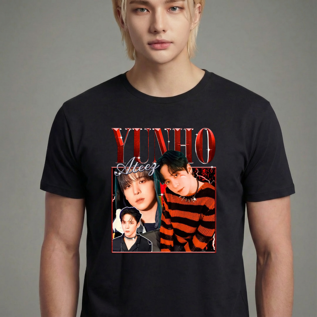 Camiseta camiseta-basica-ateez-yunho - Preta