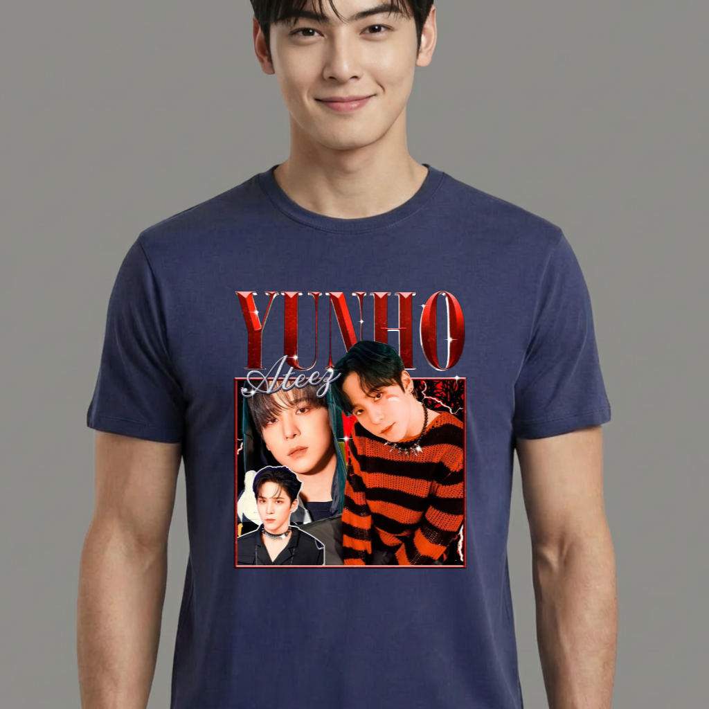 Camiseta camiseta-basica-ateez-yunho - Azul