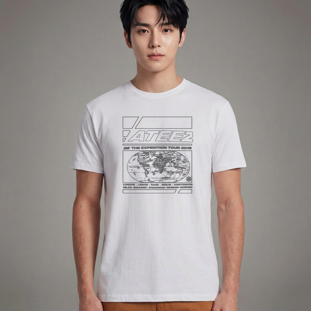 Camiseta Básica Ateez Expedition Tour - Branca