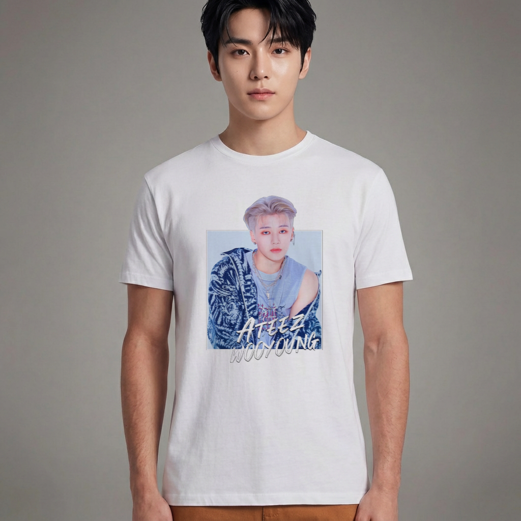 Camiseta ATEEZ Wooyoung branca