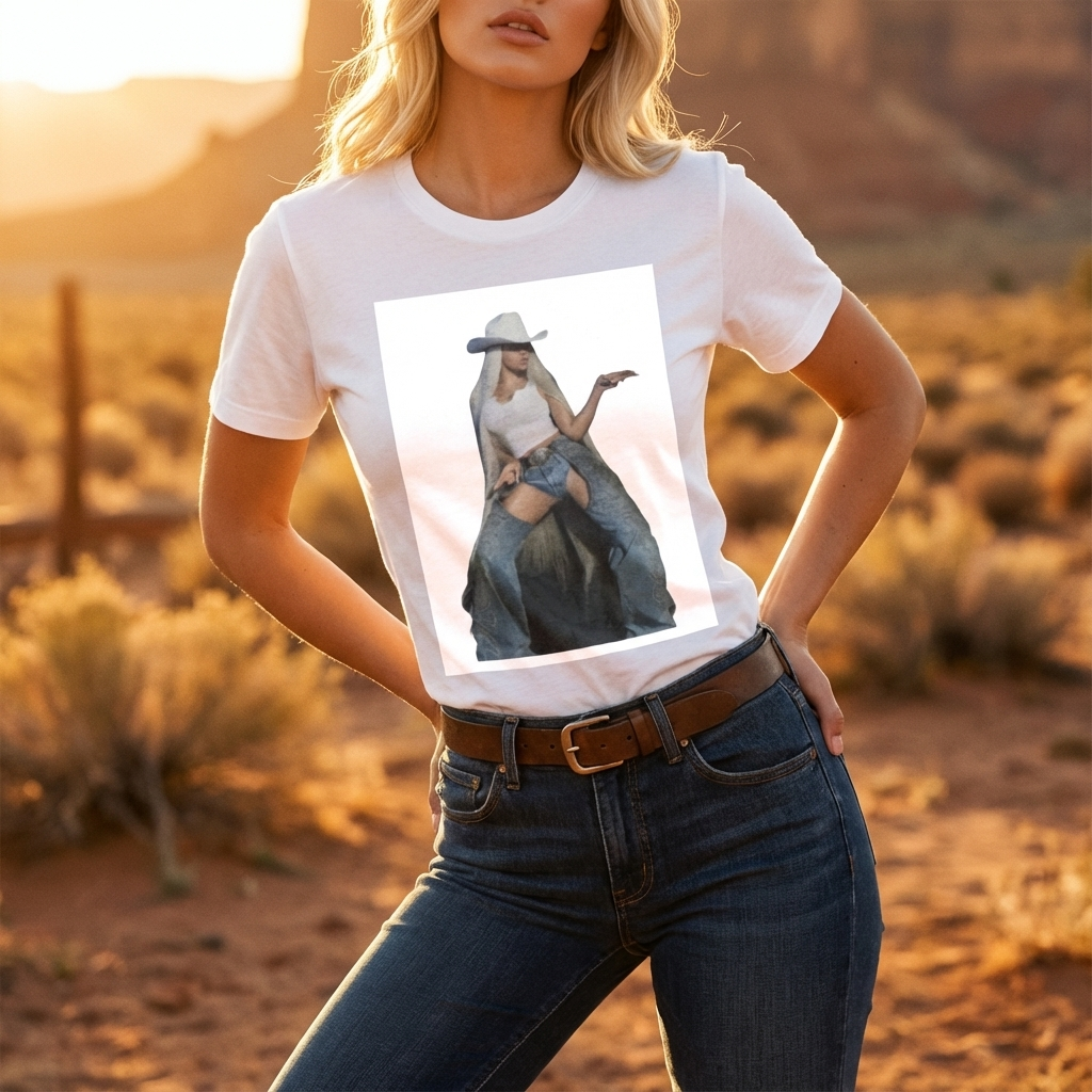 Camiseta Básica Beyonce Country Music - Branca