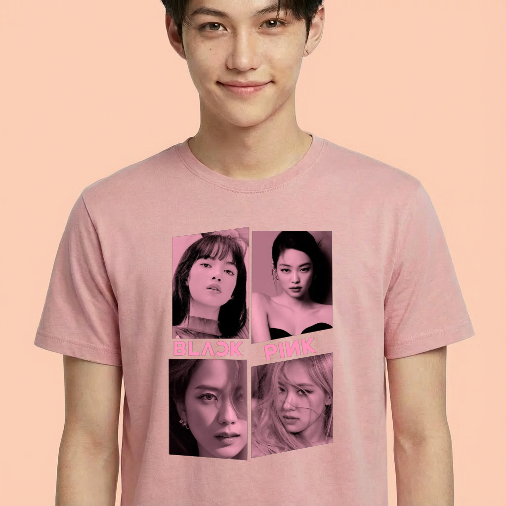 Camiseta camiseta-basica-black-pink-faces - Rosa