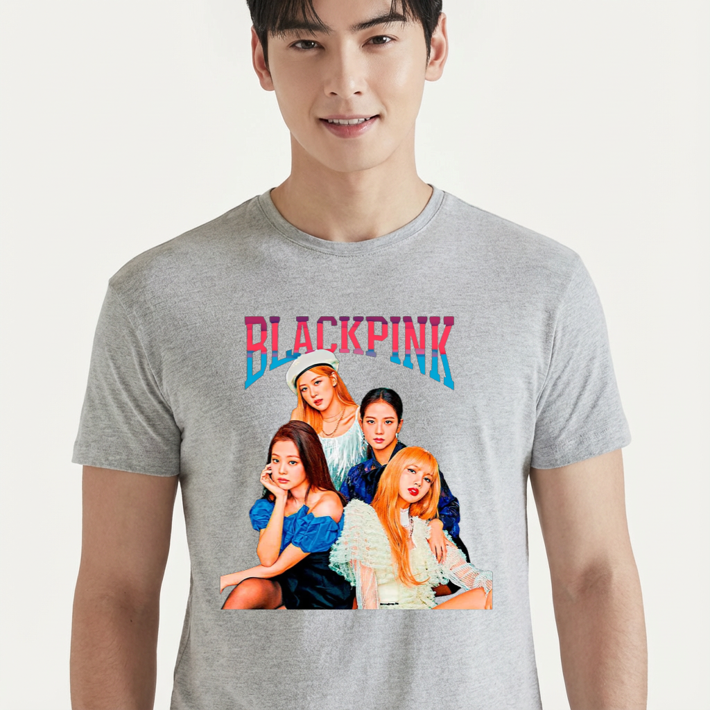 Camiseta camiseta-basica-black-pink-grupo-kpop - Cinza