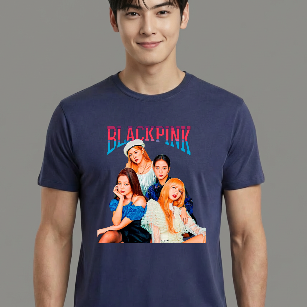 Camiseta camiseta-basica-black-pink-grupo-kpop - Azul