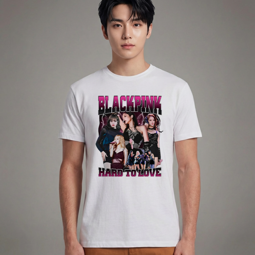 Camiseta Básica Blackpink Hard to Love - Branca