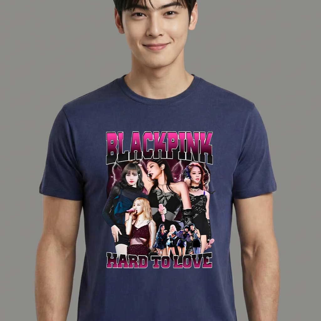 Camiseta camiseta-basica-black-pink-hard-to-love - Azul