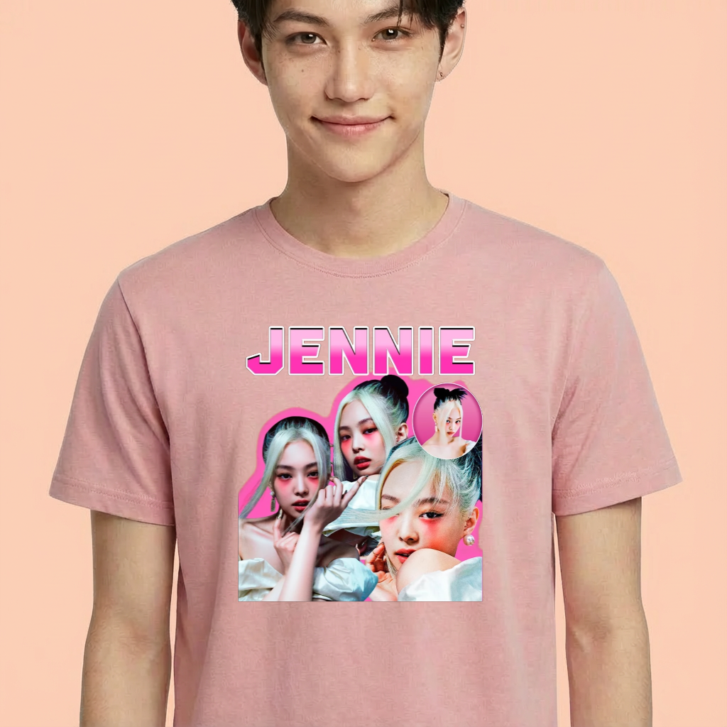 Camiseta camiseta-basica-black-pink-jennie - Rosa